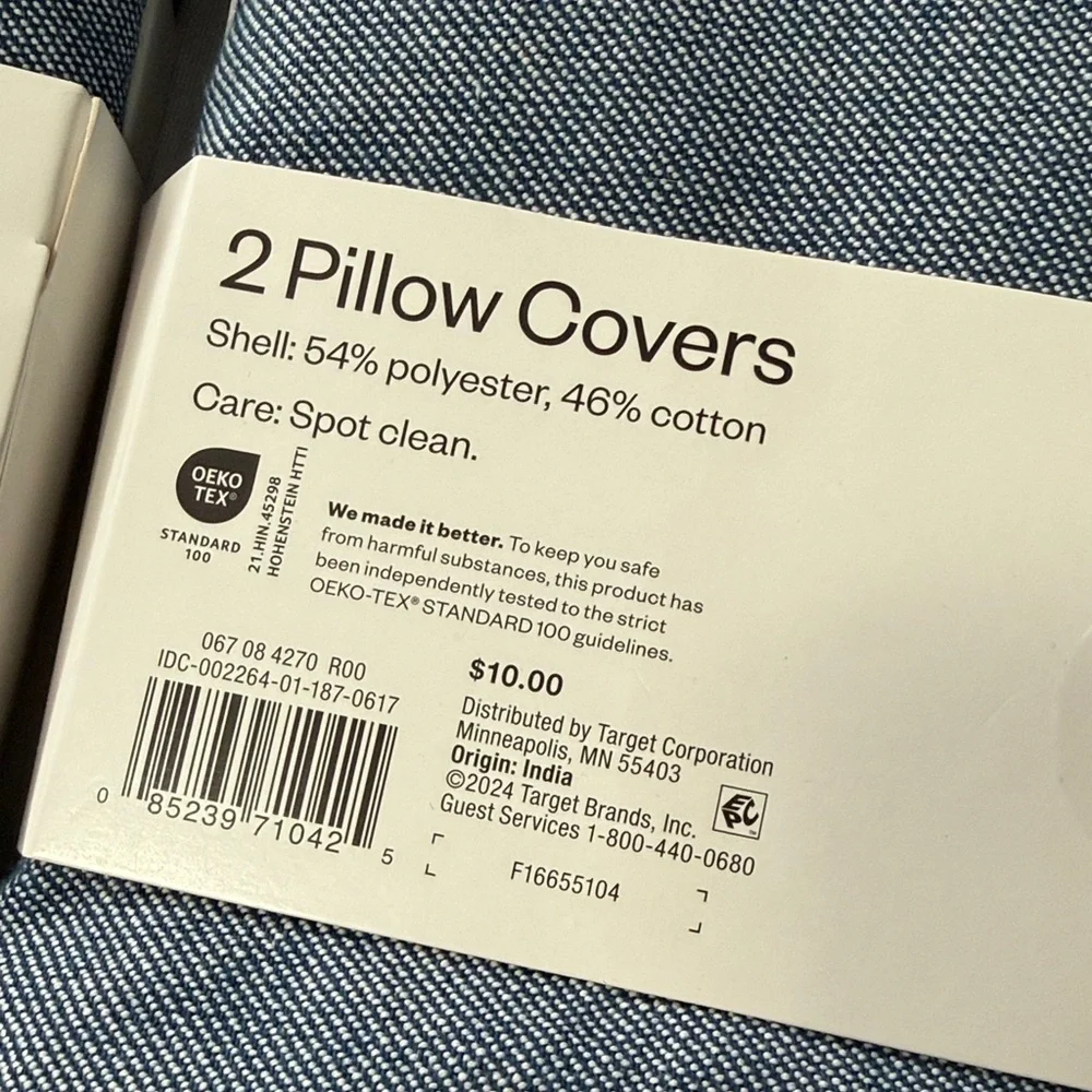 Room Essentials Denim-Look Pillow Covers in Light Blue – 2 Packs of 2